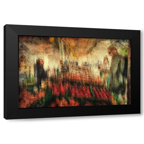 Fruits For Sale Black Modern Wood Framed Art Print with Double Matting by Van Der, Jan