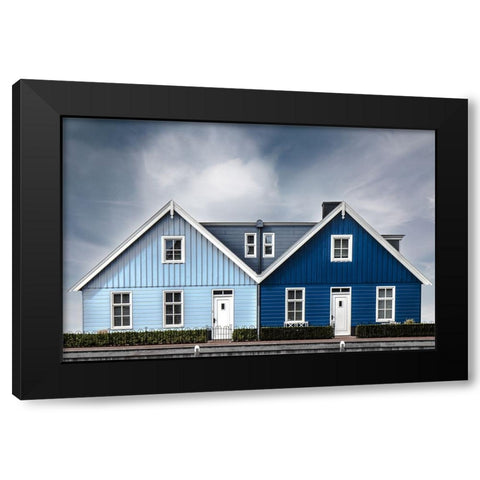 Summer cottages by the sea... Black Modern Wood Framed Art Print by Claes, Gilbert