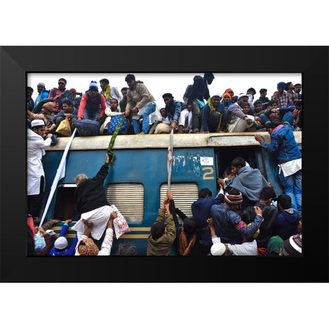 Riding On Train Black Modern Wood Framed Art Print by Mahabub Hossain, Md