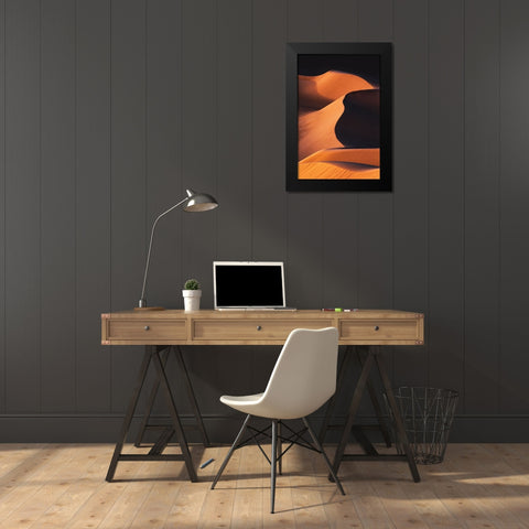 Sand Dunes under the Morning Sun Black Modern Wood Framed Art Print by Qiu, Jenny
