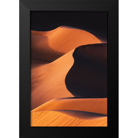 Sand Dunes under the Morning Sun Black Modern Wood Framed Art Print by Qiu, Jenny