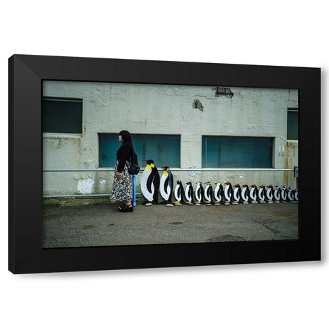 Queue Black Modern Wood Framed Art Print by Sangan, Kurosaki