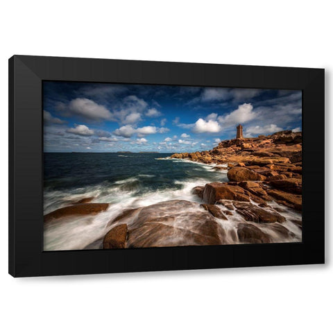 Le Phare De Ploumanach Black Modern Wood Framed Art Print by Bogaerts, Sus