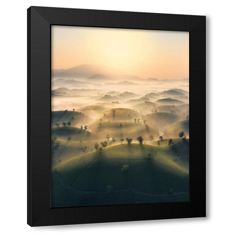 Long Coc Tea Hill Black Modern Wood Framed Art Print with Double Matting by Tan Tuan, Nguyen