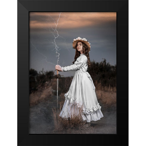 The Princess Of Lightning Black Modern Wood Framed Art Print by Girmencea, Robert