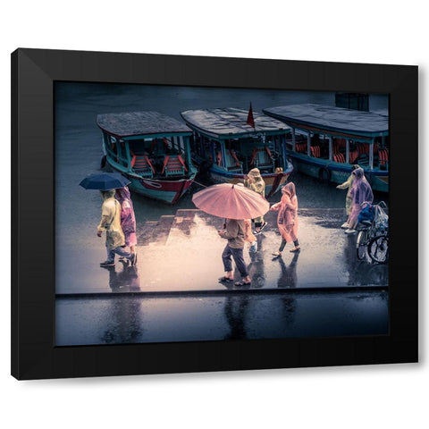 Raining... Black Modern Wood Framed Art Print by Borges Alves, Luis