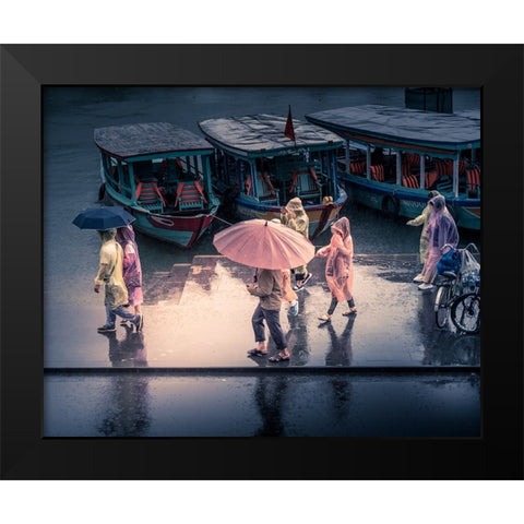 Raining... Black Modern Wood Framed Art Print by Borges Alves, Luis