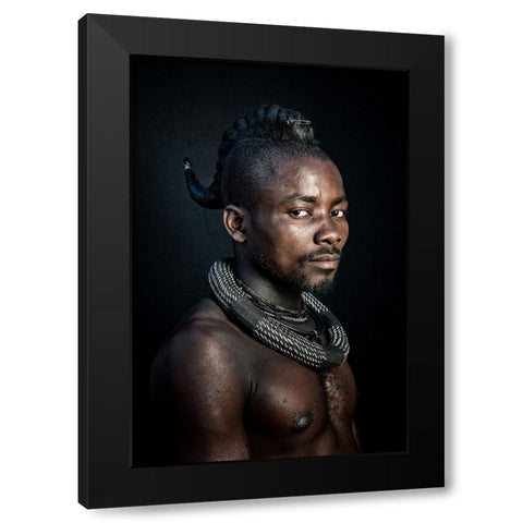 Himba man Black Modern Wood Framed Art Print with Double Matting by Cole, Trevor