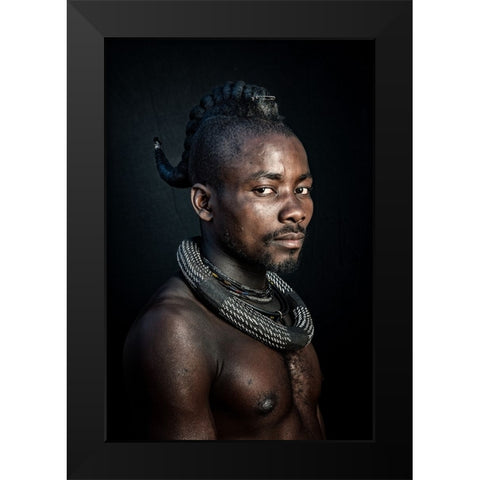 Himba man Black Modern Wood Framed Art Print by Cole, Trevor