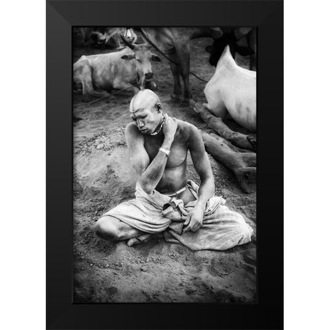 Mundari Ash Veneer Black Modern Wood Framed Art Print by Cole, Trevor