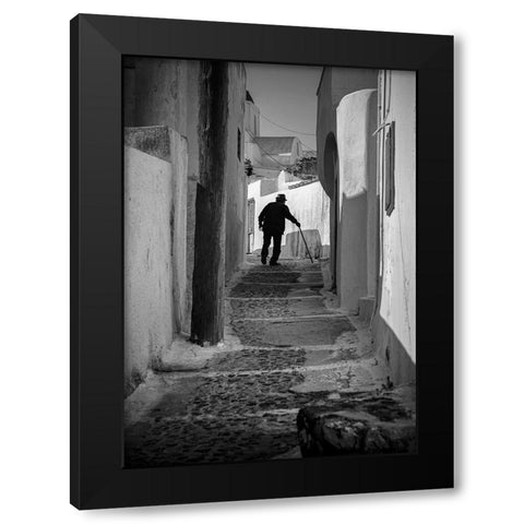 Heavy walking Black Modern Wood Framed Art Print with Double Matting by Uhrin, Milan
