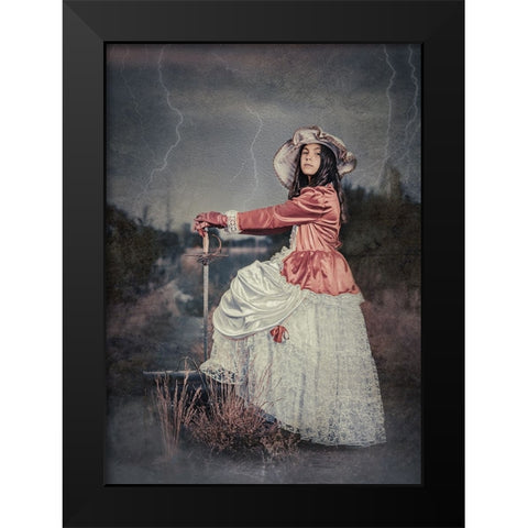 Vintage Barbie Black Modern Wood Framed Art Print by Girmencea, Robert