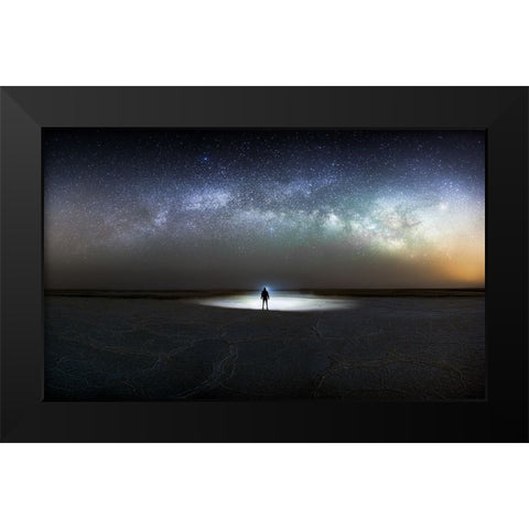 Dusty Desert Black Modern Wood Framed Art Print by Babaei, Hosein