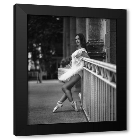 Ballerina BW Black Modern Wood Framed Art Print with Double Matting by Nanev, Vasil
