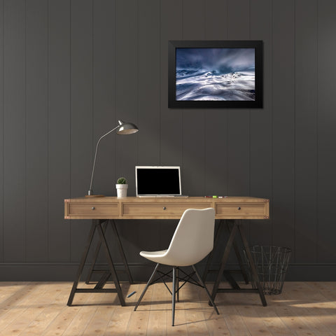 Magic Light On EmmonaÂ€Â™S Glacier Black Modern Wood Framed Art Print by Huang, Liguang
