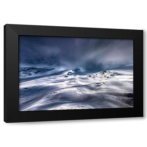 Magic Light On EmmonaÂ€Â™S Glacier Black Modern Wood Framed Art Print by Huang, Liguang