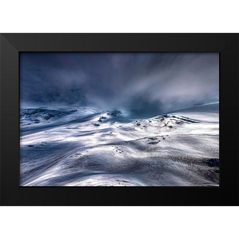 Magic Light On EmmonaÂ€Â™S Glacier Black Modern Wood Framed Art Print by Huang, Liguang