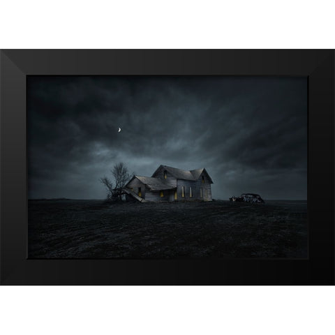 The Night Black Modern Wood Framed Art Print by Deng, Larry