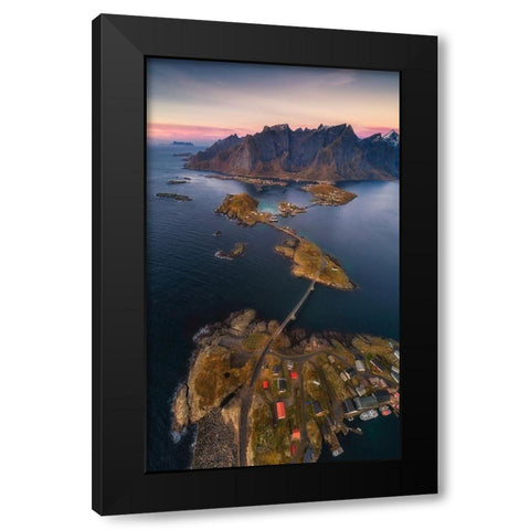 Connection Black Modern Wood Framed Art Print with Double Matting by Xu, Mei