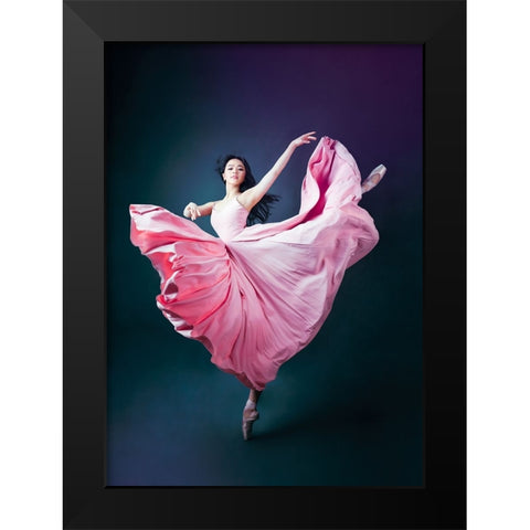 The Pink Black Modern Wood Framed Art Print by Meng, Mia
