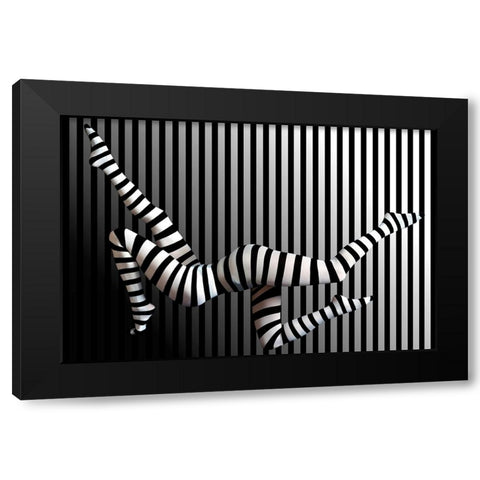 Novelty Striped Four-Leggs No 2 Black Modern Wood Framed Art Print with Double Matting by Batzdorf, Erhard