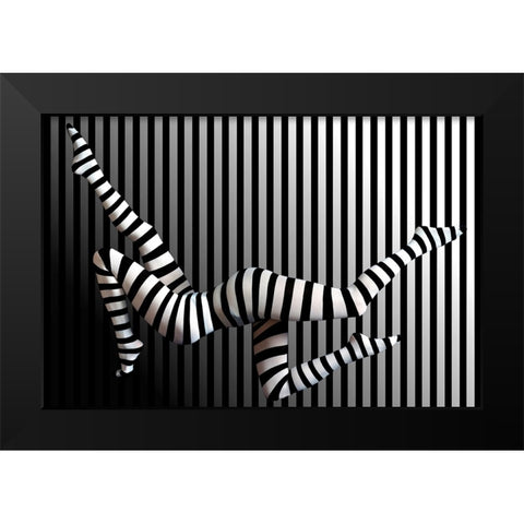 Novelty Striped Four-Leggs No 2 Black Modern Wood Framed Art Print by Batzdorf, Erhard