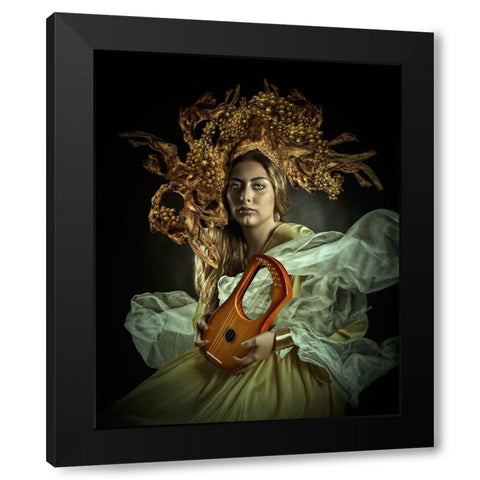 Afrodita I Black Modern Wood Framed Art Print with Double Matting by Calderon, Francis