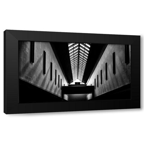 Triangles Black Modern Wood Framed Art Print by Wong, Martin