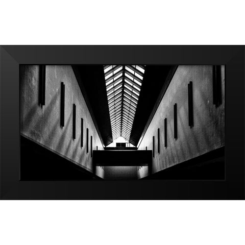 Triangles Black Modern Wood Framed Art Print by Wong, Martin