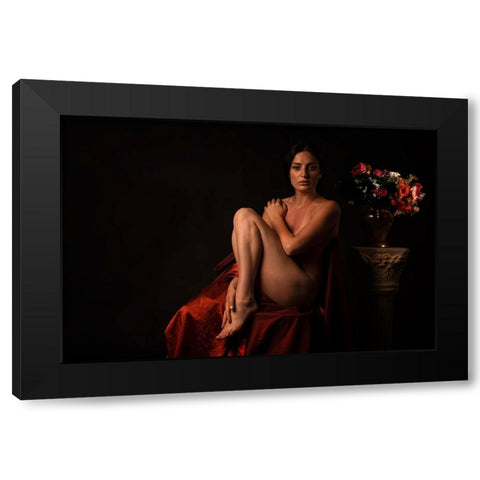 She Staring At Me Black Modern Wood Framed Art Print by Raskin, Moris
