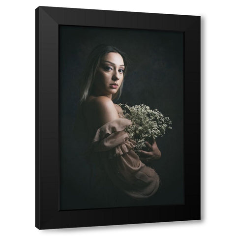 Blumenmacdchen Black Modern Wood Framed Art Print with Double Matting by Kurz, Christian