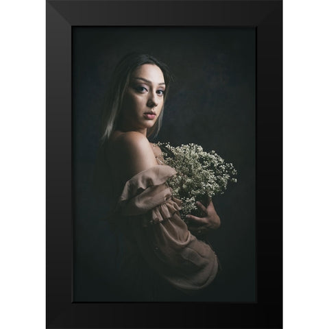 Blumenmacdchen Black Modern Wood Framed Art Print by Kurz, Christian