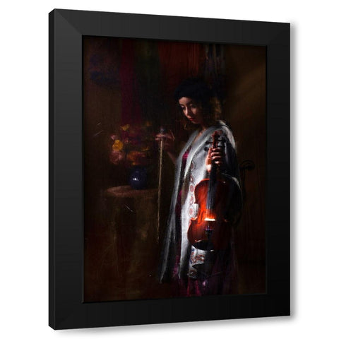 Musician Black Modern Wood Framed Art Print by Marjanmashhadi