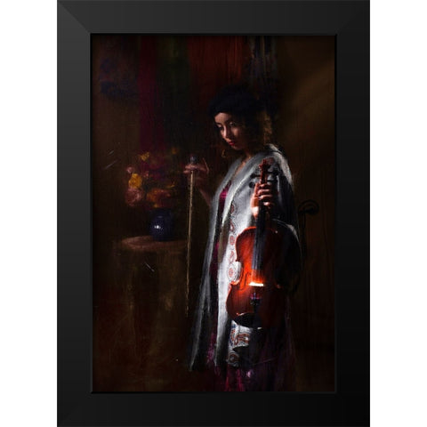 Musician Black Modern Wood Framed Art Print by Marjanmashhadi