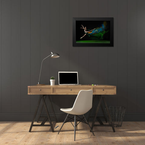 The Ballerina Black Modern Wood Framed Art Print by Aditya, Rawisyah