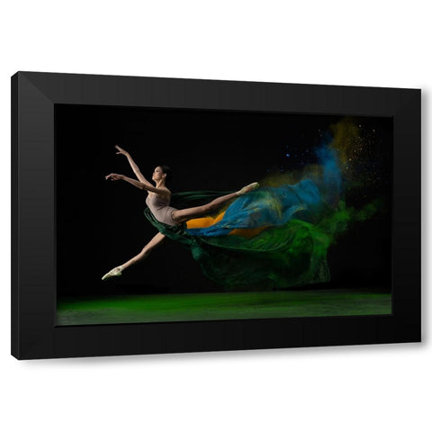 The Ballerina Black Modern Wood Framed Art Print by Aditya, Rawisyah