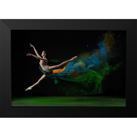 The Ballerina Black Modern Wood Framed Art Print by Aditya, Rawisyah
