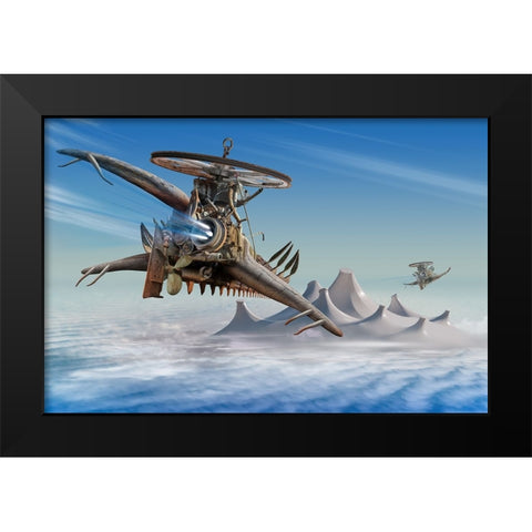 Air Pursuit Black Modern Wood Framed Art Print by Penchev, Radoslav