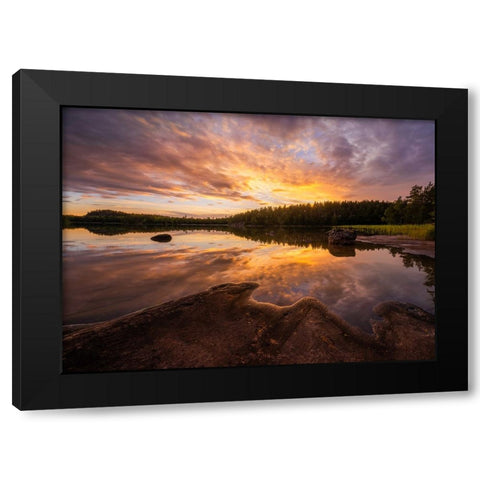 Forest Lake Black Modern Wood Framed Art Print by Lindsten, Christian