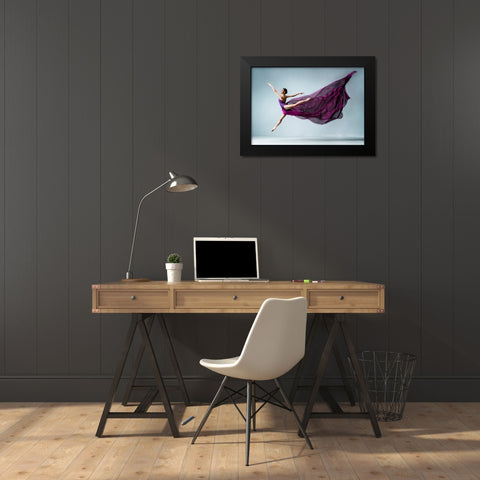 Dance In Purple Black Modern Wood Framed Art Print by Suharini, Mieke