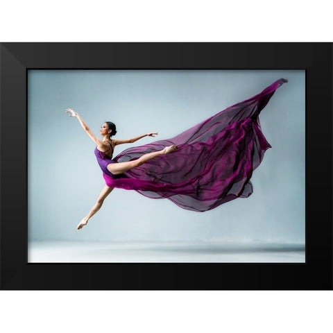 Dance In Purple Black Modern Wood Framed Art Print by Suharini, Mieke