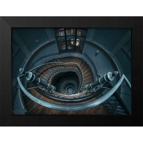 Swirl Black Modern Wood Framed Art Print by Derangowski, Lukasz