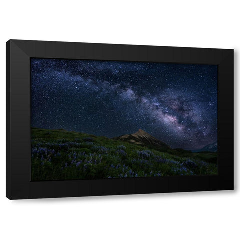 Night Sky Over A Mountain Ridge Black Modern Wood Framed Art Print by Cai, James