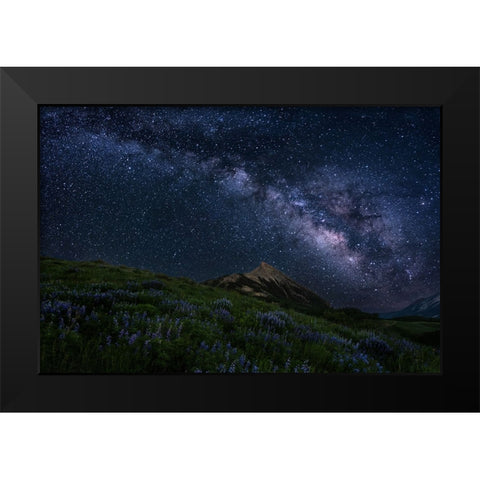 Night Sky Over A Mountain Ridge Black Modern Wood Framed Art Print by Cai, James