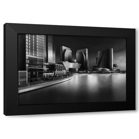 Al Mariyah Island Black Modern Wood Framed Art Print with Double Matting by Mathew, Jobin