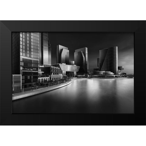 Al Mariyah Island Black Modern Wood Framed Art Print by Mathew, Jobin