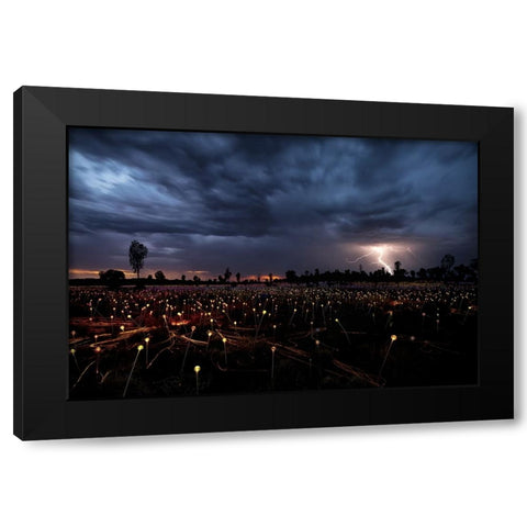 Lightning Crashes Black Modern Wood Framed Art Print by Sowter, Ashley