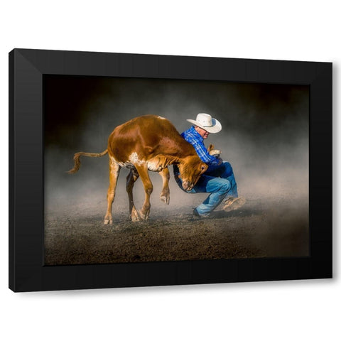 Wrestling Down Black Modern Wood Framed Art Print with Double Matting by Ma, Frank