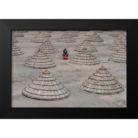 Chatal Story Black Modern Wood Framed Art Print by Alam Khan, Rakibul