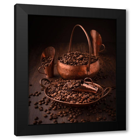 Roasted coffee Black Modern Wood Framed Art Print by Perfoncio, Margareth